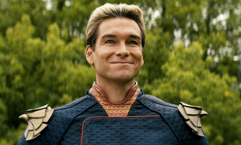 Homelander smiling as he watches Ryan in The Boys
