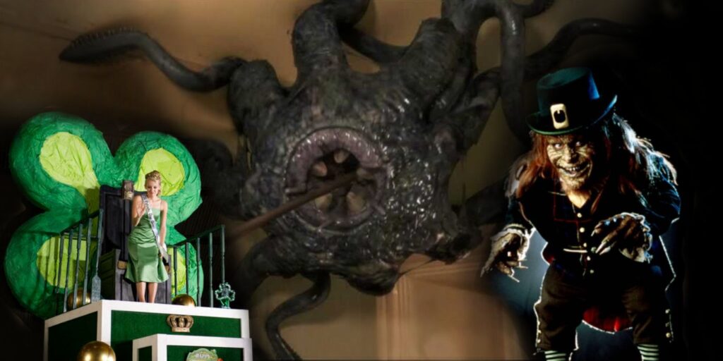 Collage of Red Clover, Grabbers, and Leprechaun Movie Images