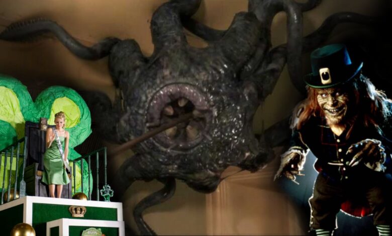 Collage of Red Clover, Grabbers, and Leprechaun Movie Images