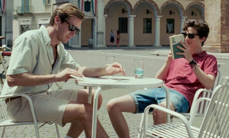 Oliver and Elio sitting in the sun in Call Me By Your Name