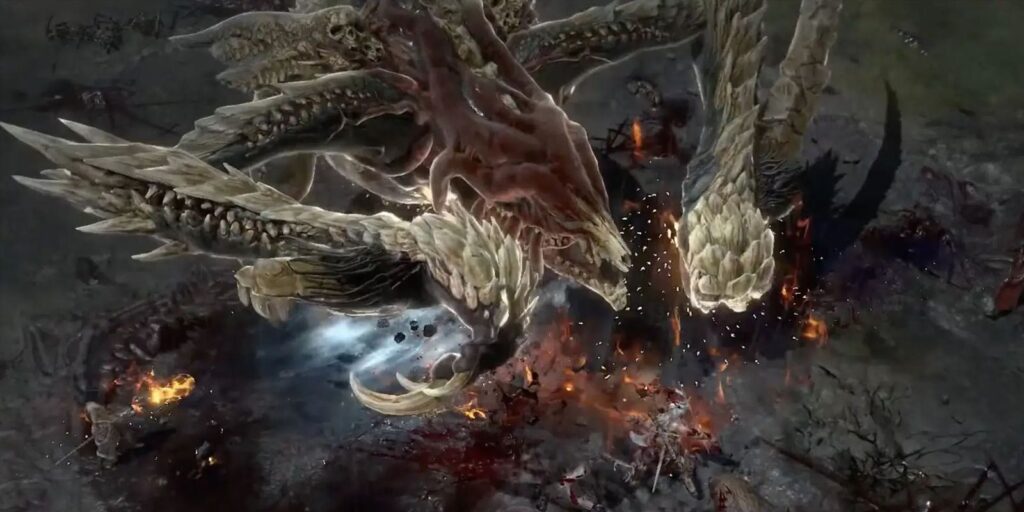 Ashava, a large monster, kills some players in Diablo 4