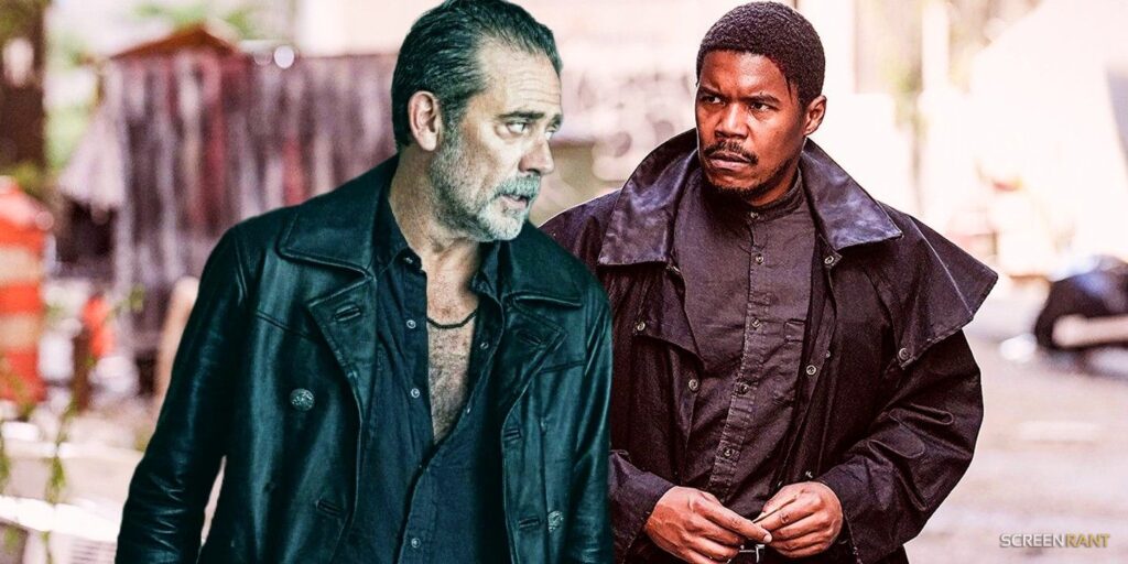 Jeffrey Dean Morgan as Negan and Gaius Charles as Perlie Armstrong in The Walking Dead Dead City