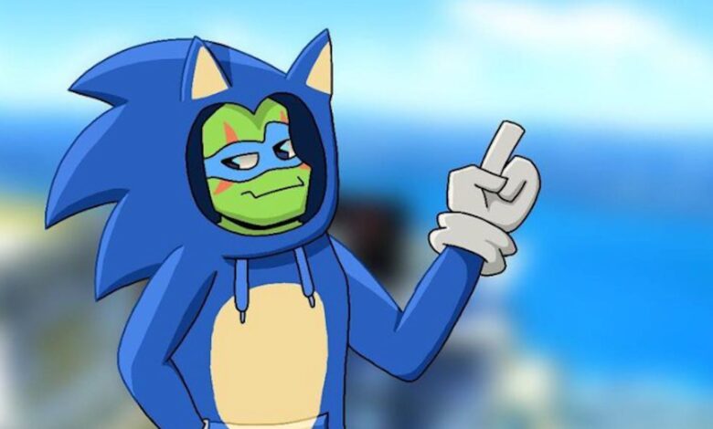 Leonardo Cosplaying as Sonic in Fan Art