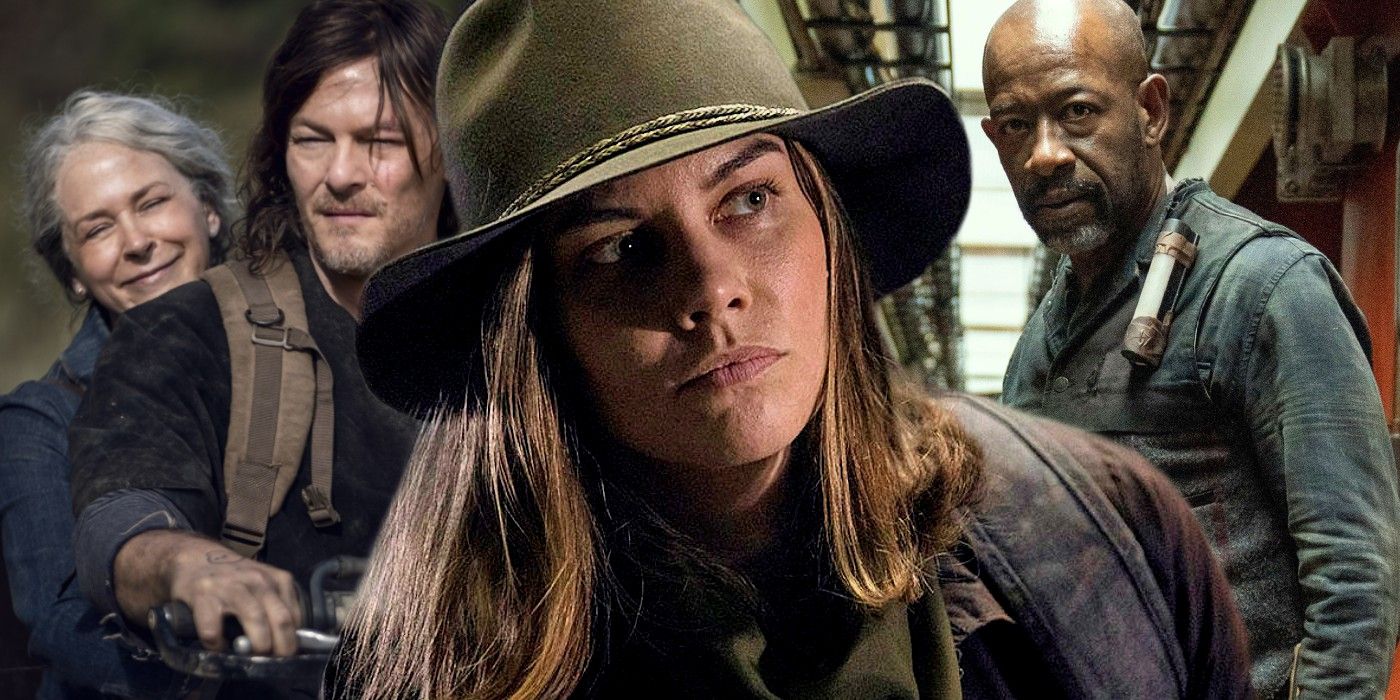 Melissa McBride as Carol, Norman Reedus as Daryl, Lauren Cohan as Maggie and Lennie James as Morgan in The Walking Dead