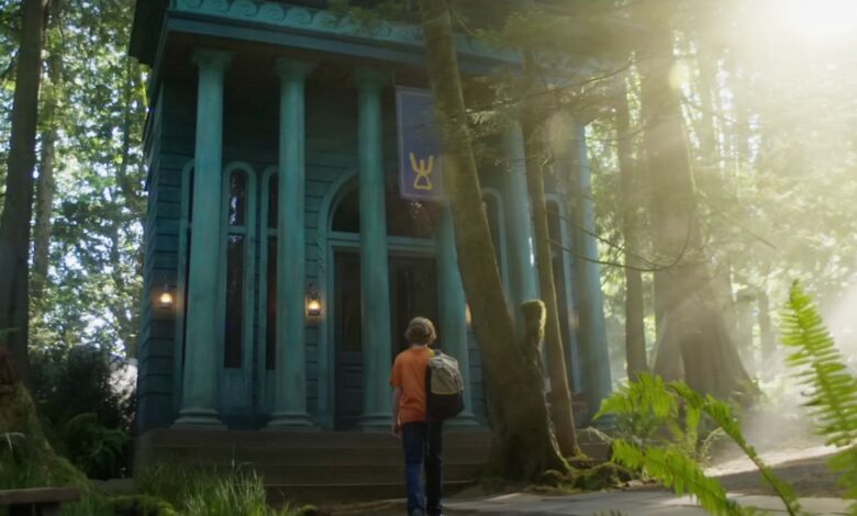 Percy walking to his cabin in Percy Jackson