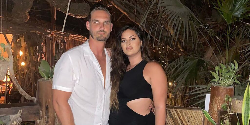 Brennon and Alexa from Love Is Blind in a tropical setting