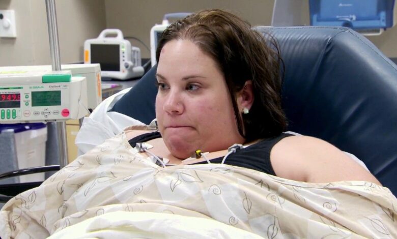 Whitney in the hospital looking nervous on My Big Fat Fabulous Life