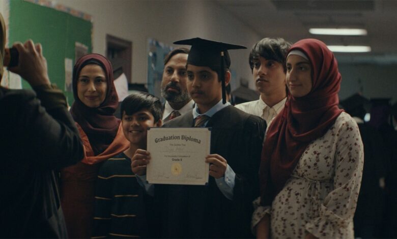 mustache movie family with diploma