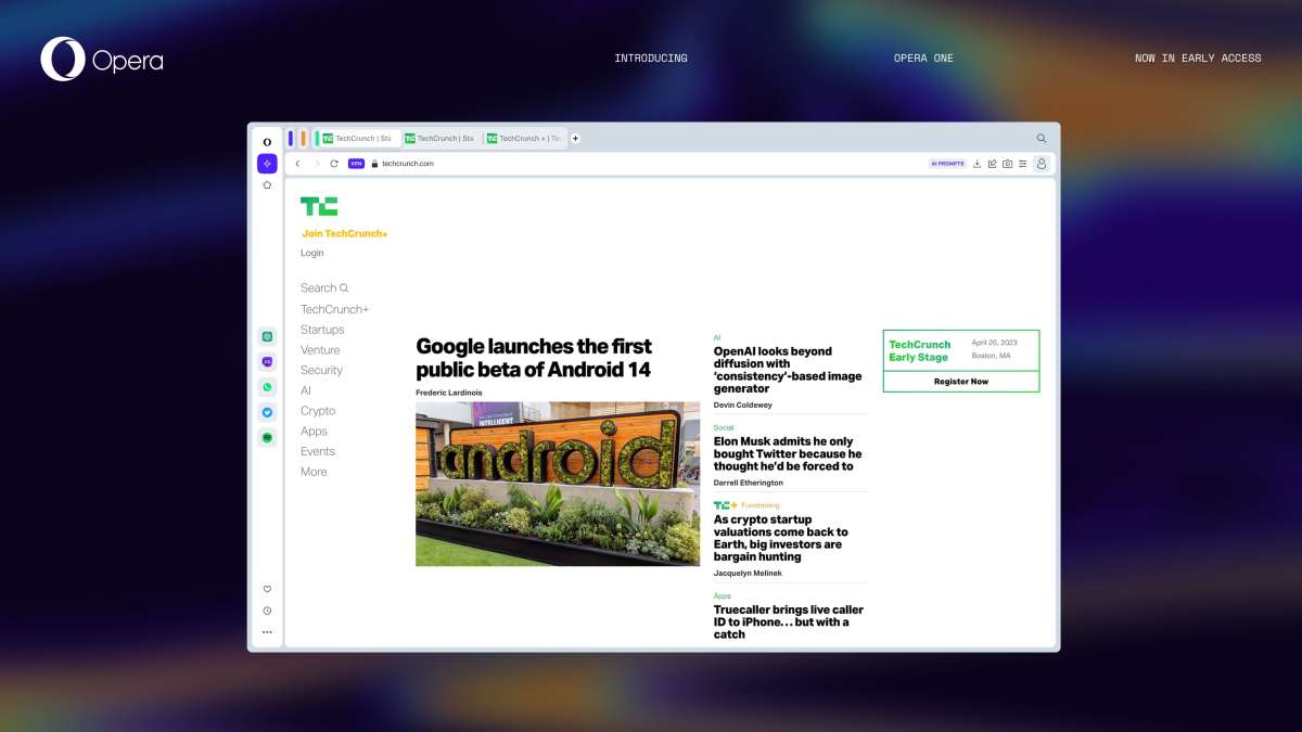 Opera lanza el navegador Opera One con un nuevo concepto de agrupación de pestañas