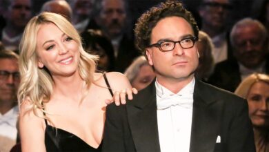 Leonard and Penny dressed up in The Big Bang Theory