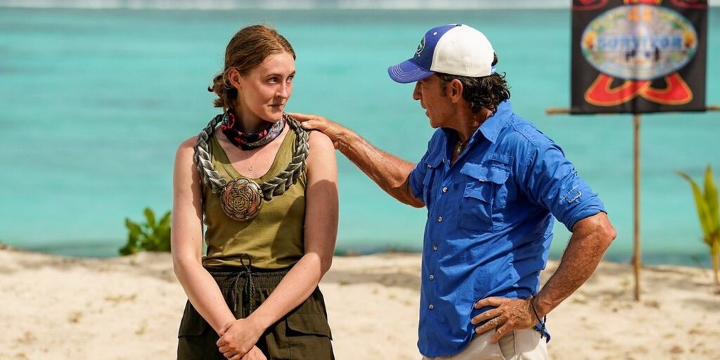 Frannie Marin and Jeff Probst Survivor 44 on beach