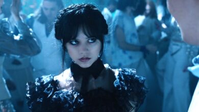 Jenna Ortega in Wednesday wearing black dress