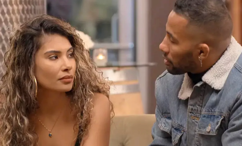 Jackie Bonds Josh Love Is Blind Together having a serious discussion