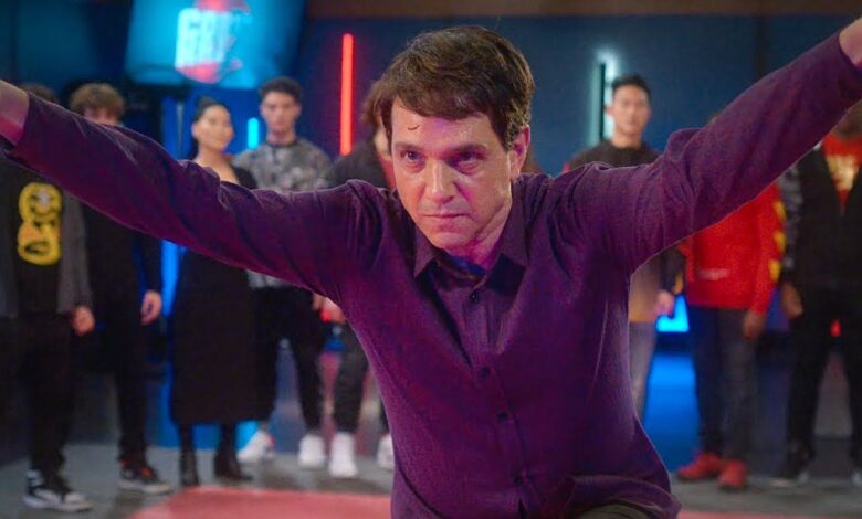 Daniel uses a crane kick against Silver in the Cobra Kai Season 5 finale