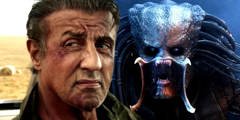 Sylvester Stallone in Rambo Last Blood and Predator's Yautja