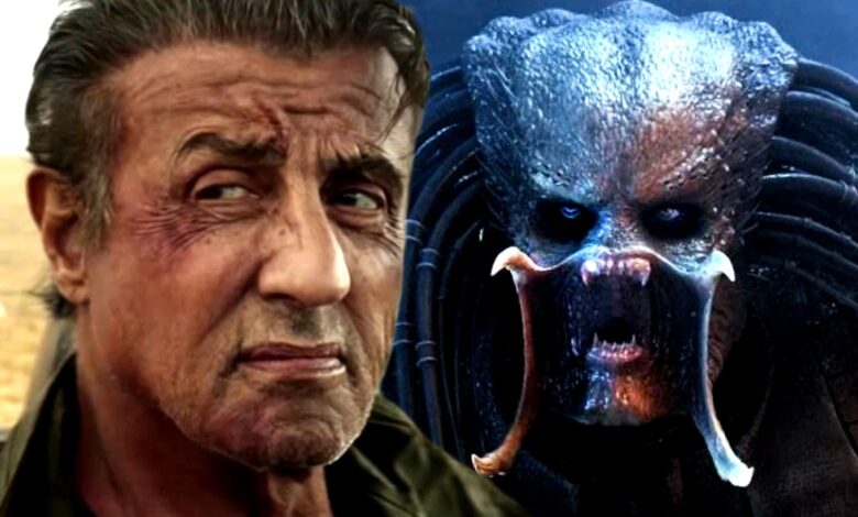 Sylvester Stallone in Rambo Last Blood and Predator's Yautja