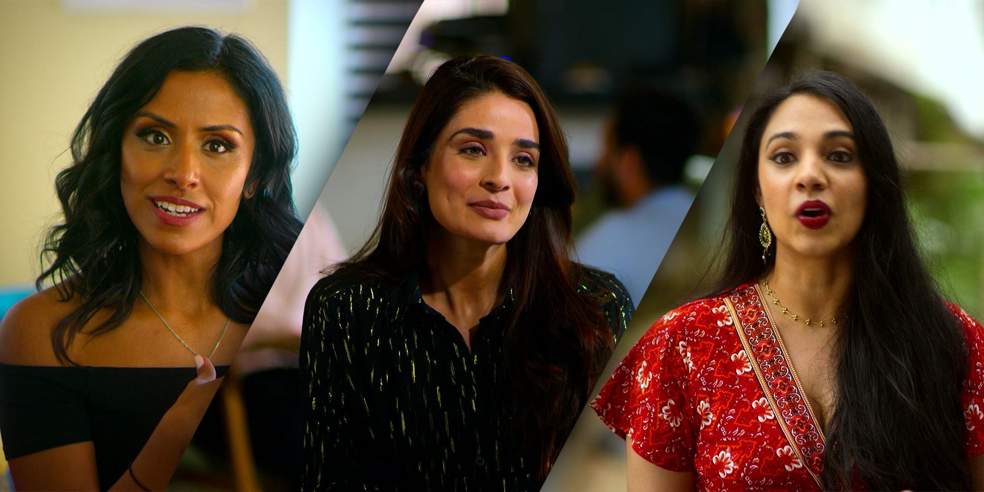 indian matchmaking cast three side by side images viral rushali priya