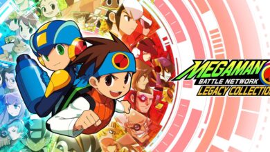 Mega Man Battle Network Legacy Collection Cover Image with Mega Man and Lan to the left and the words