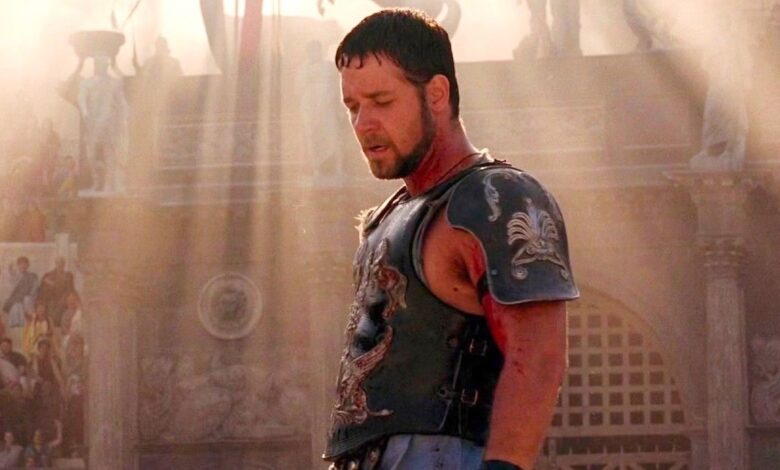 Maximus looking solemn in Gladiator