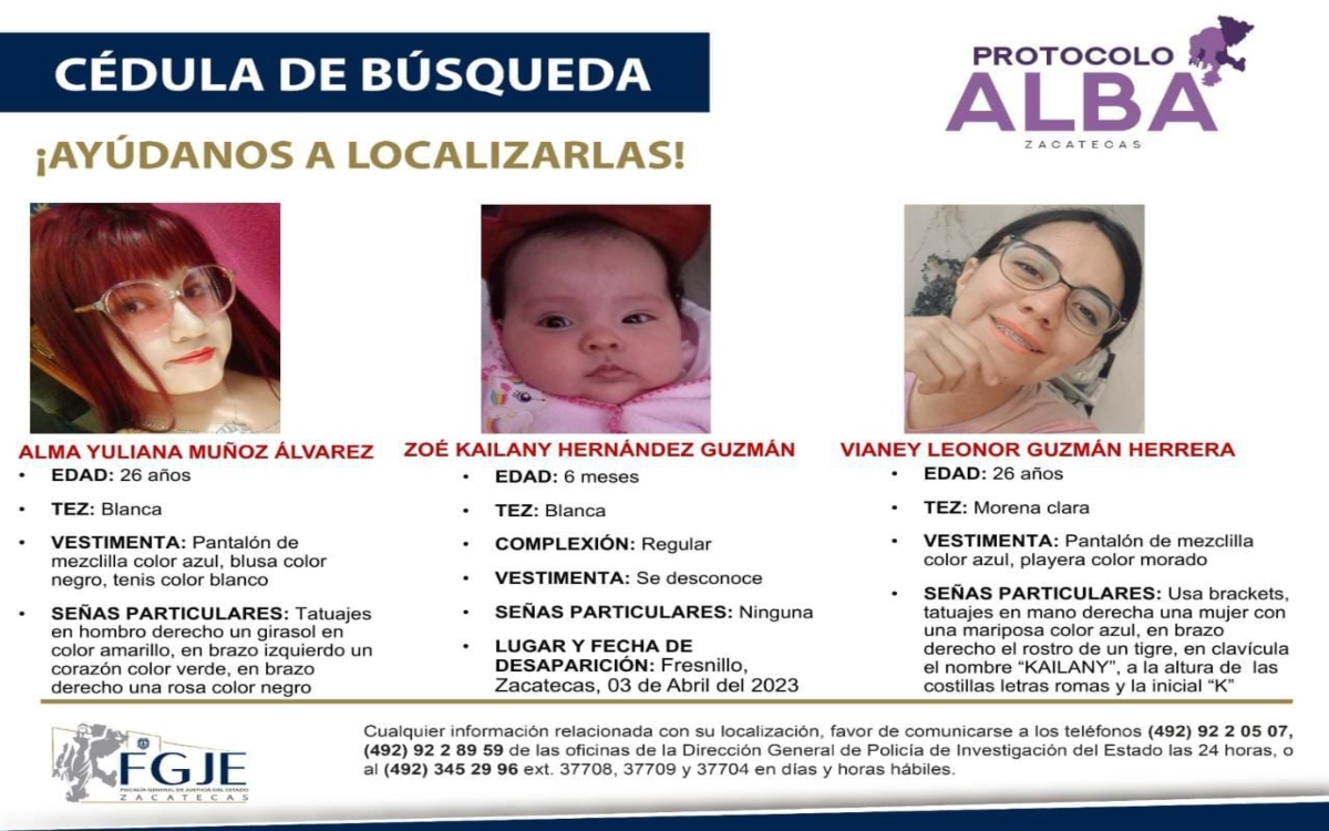 Secuestran en Zacatecas a esposa e hija de militar