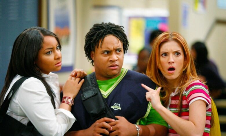 Raven, Eddie, and Chelsea looking surprised in That's So Raven