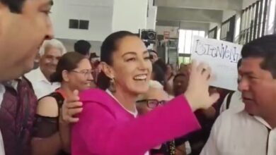 Sheinbaum llega a Tamaulipas y la reciben con 'corrido'