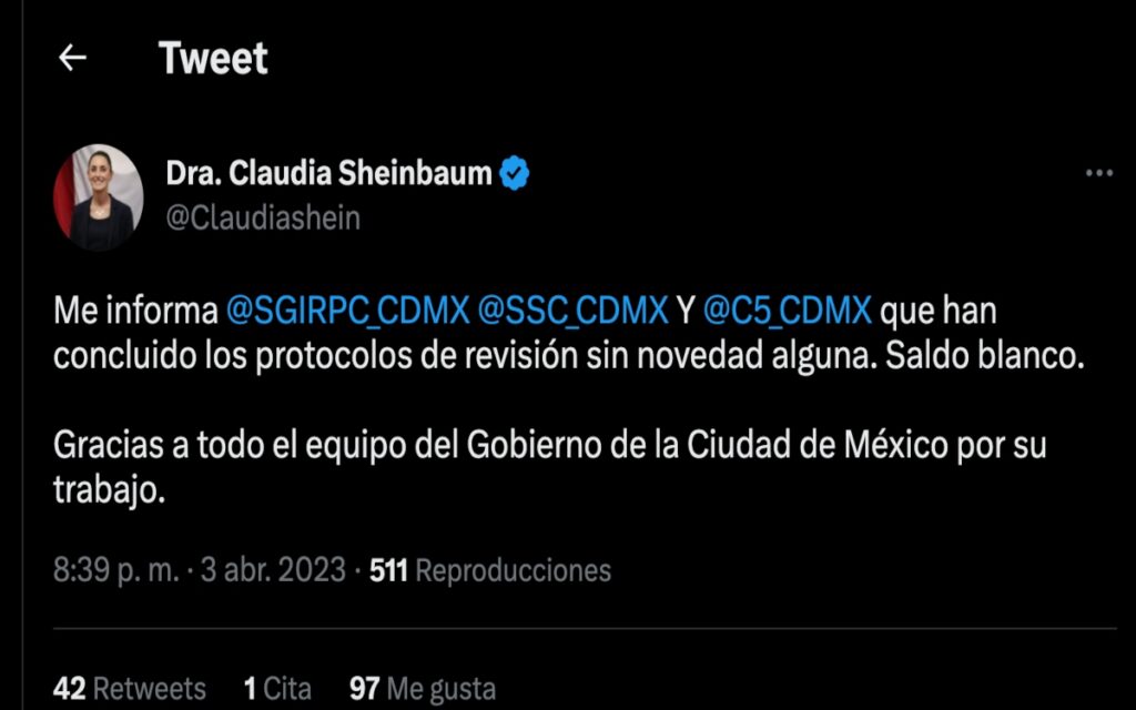Sismo pasa desapercibido en la CDMX, saldo blanco: Sheinbaum
