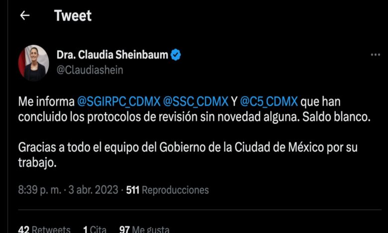 Sismo pasa desapercibido en la CDMX, saldo blanco: Sheinbaum