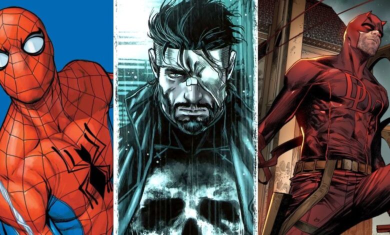 spider-man punisher and daredevil side by side