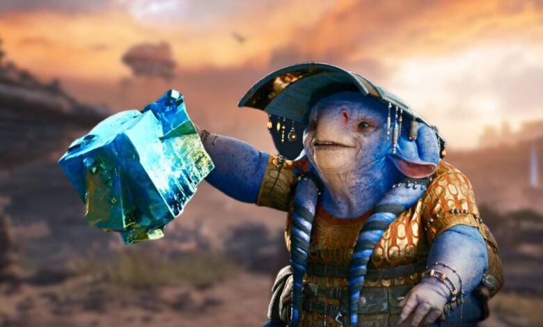 Priorite Shard shown with Doma over blurred planet background in Star Wars Jedi Survivor