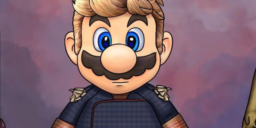 Fan art imagining Super Mario as Homelander from The Boys.