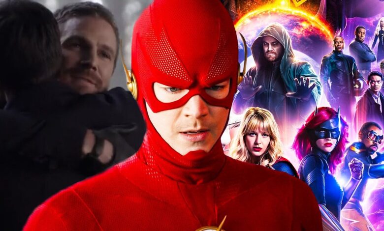 Montage of The Flash and the multiverse from Crisis on Infinite Earths