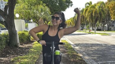 Loren Brovarnik from 90 Day Fiancé on a scooter showing off her muscles