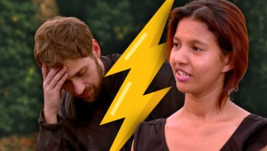 Karine and Paul from 90 day Fiancé with a bolt of lightening between them