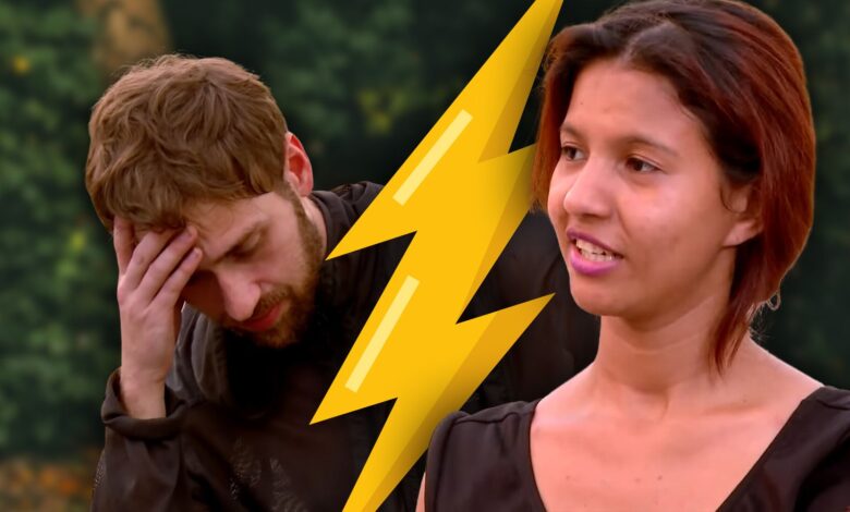 Karine and Paul from 90 day Fiancé with a bolt of lightening between them