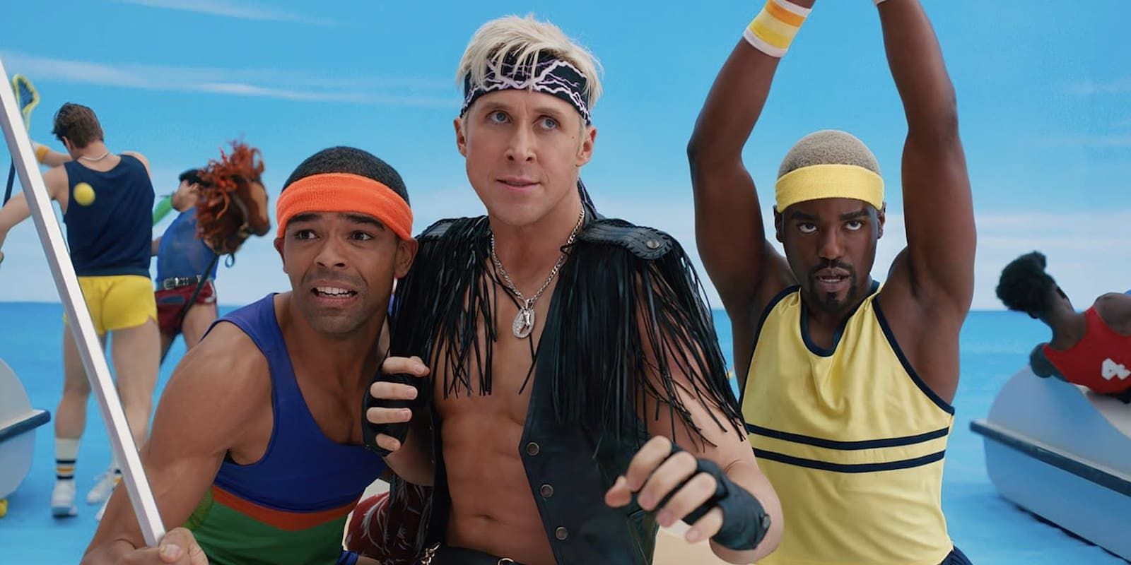 Ryan Gosling as Ken Kingsley Ben-Adir and Ncuti Gatwa all making a pose in Barbie