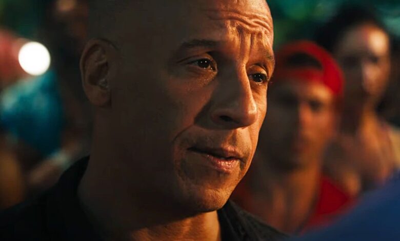 Vin Diesel as Dom in front of a crowd in Fast X