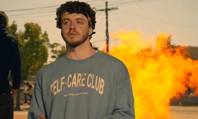 Jack Harlow in Front of the Flamethrower Scene from White Men Can't Jump 2023