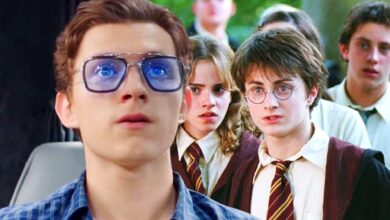 Custom image of Tom Holland in Spider-Man: Far From Home and Daniel Radcliffe and Emma Watson in Harry Potter and the Prisoner of Azkaban.