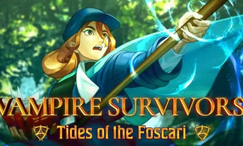 Vampire Survivors Tides of the Foscari DLC Promotional Image Showing New Character Eleanor Uzinor