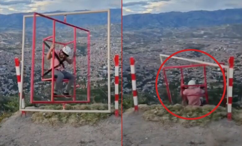 Video | Joven sube a juego extremo, se rompe y cae a barranco en Perú