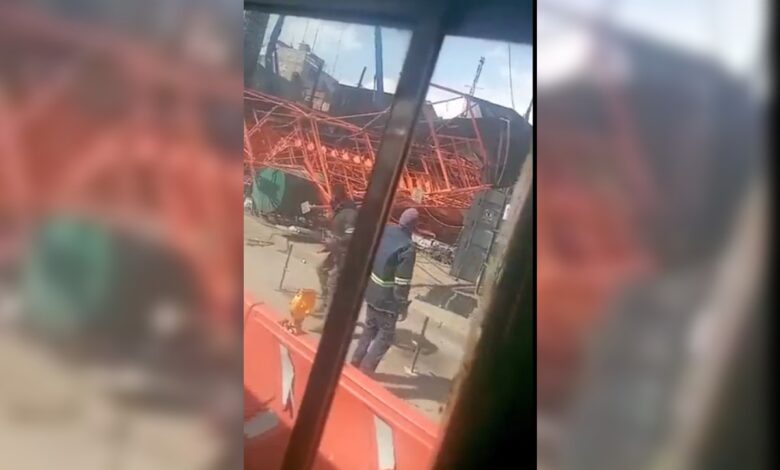 Video | Reportan caída de estructura metálica en trabajos de rehabilitación de la Línea 12