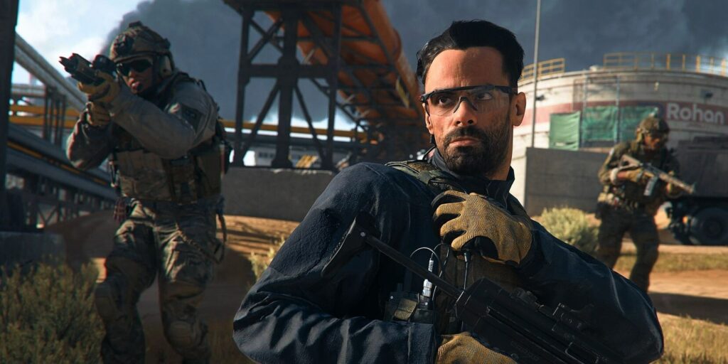 MW2 protagonist Alejandro Vargas calling in backup with two soldiers in the background.