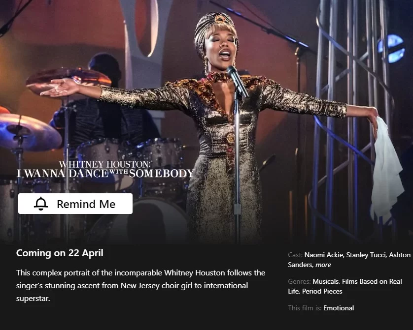 quiero bailar con alguien netflix fecha de lanzamiento 1