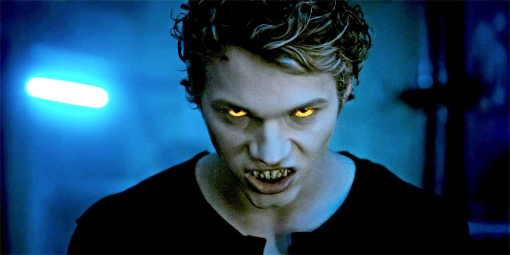 Chase Liefeld as Baron showing the wolf side with bright yellow eyes and fans in Wolf Pack season 1