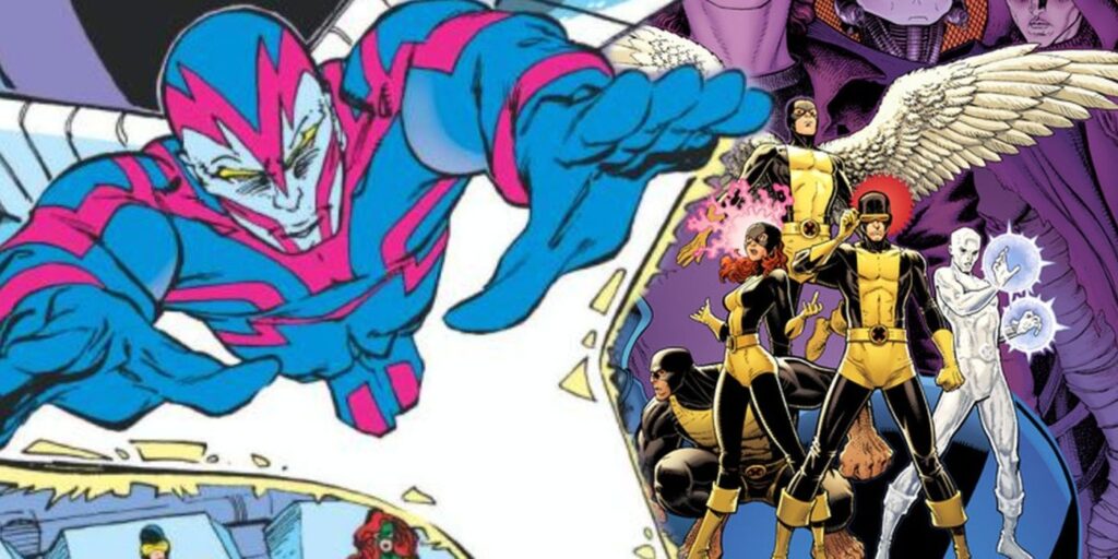 Archangel and the original five X-Men.