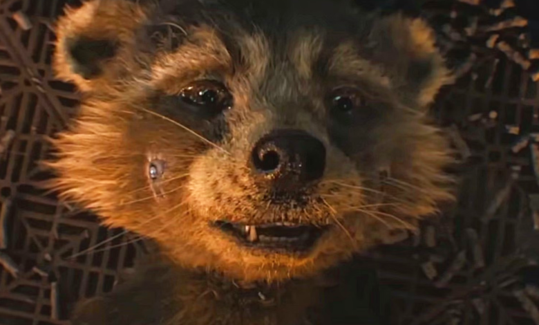 rocket on ground in trailer for guardians of the galaxy vol 3
