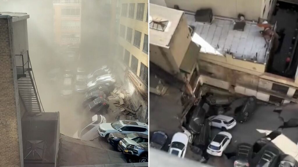 garaje de estacionamiento colapsa en Manhattan
