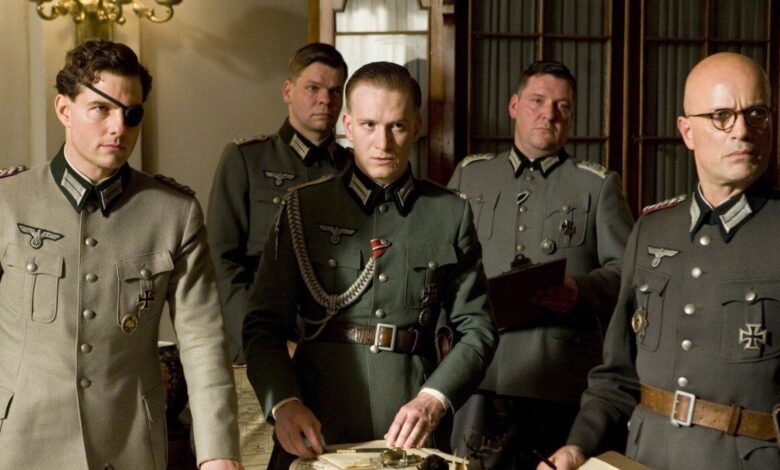 Tom Cruise standing alongside four German conspirators in the Valkyrie