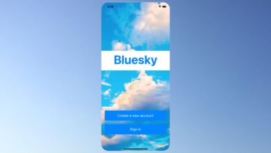 An iPhone screenshot showing the landing page for Bluesky